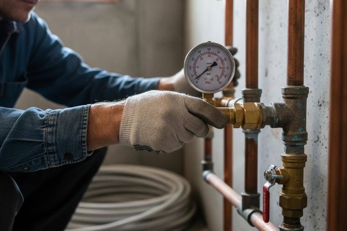 Pressure testing a repaired line during Water Line Repair in Dunkirk